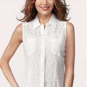 Cabi Ivory Lacey Sleeveless Women's Blouse